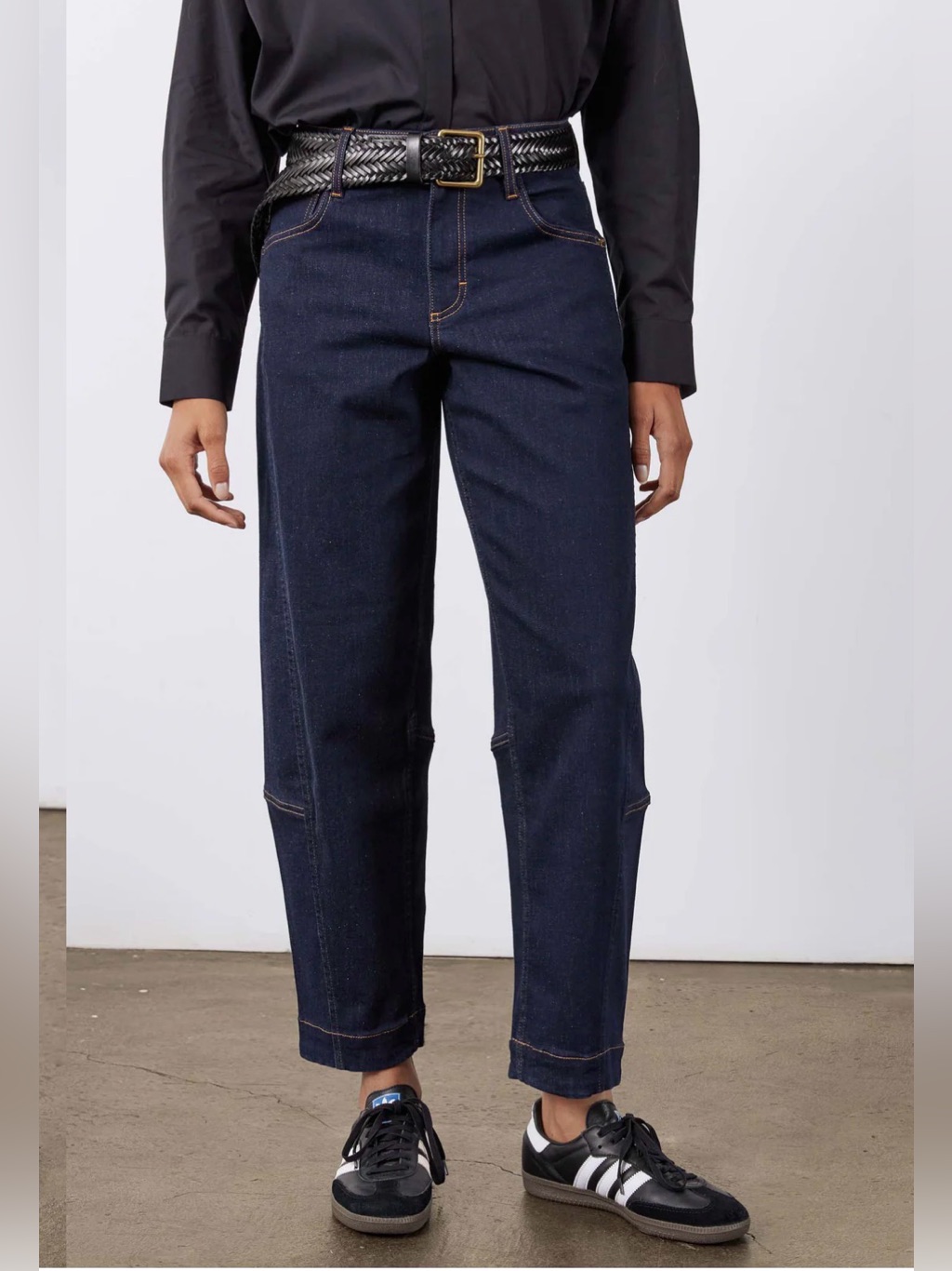 Ruti Wide Barrel Leg Dark Indigo Denim Pants Size 12 Petite